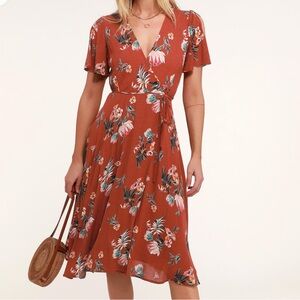 Lulus just set for sun Floral wrap dress